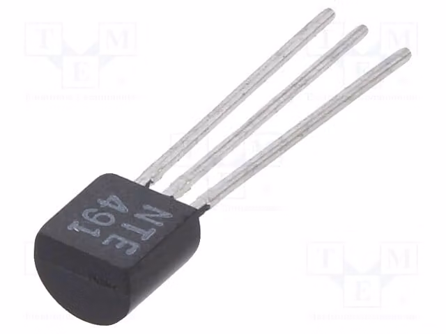 1 x Transistor: MOSFET a canale N, 60V, corrente di drain massima (Idm): 0,5A (unipolare), 0,2A, potenza dissipata: 350mW, involucro: TO92, modello: NTE491, canale N