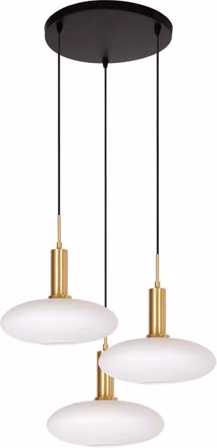 Lampadario Singala Lucide 3 luci vetro bianco ottone