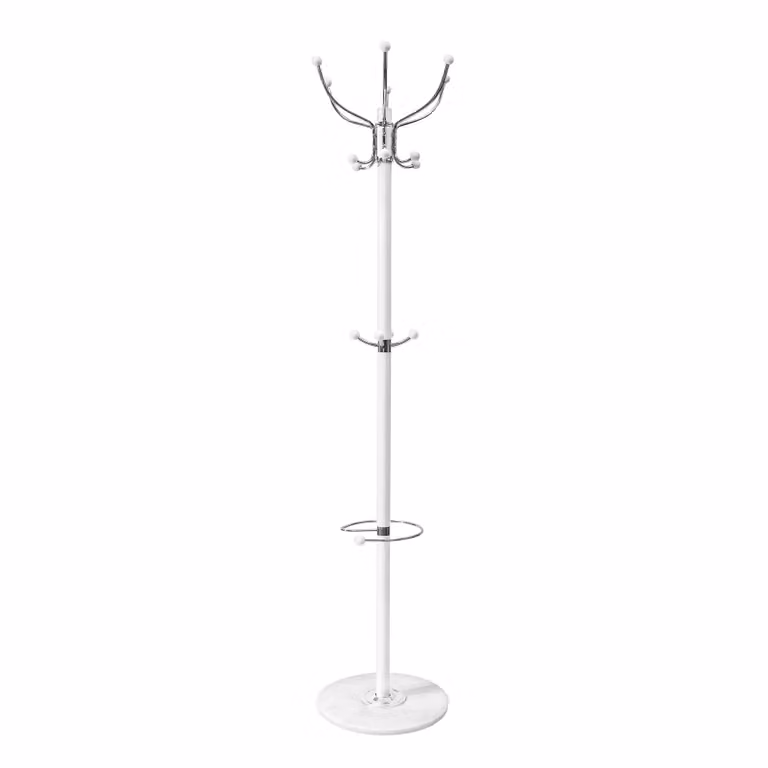 Appendiabiti da terra Vestiamo Casa in metallo bianco con 17 ganci, H 175 cm, Diametro 36,5 cm