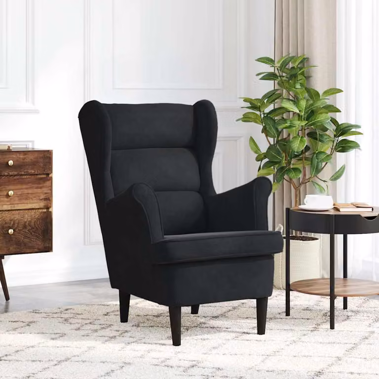 Poltrona moderna in velluto nero vidaXL con braccioli