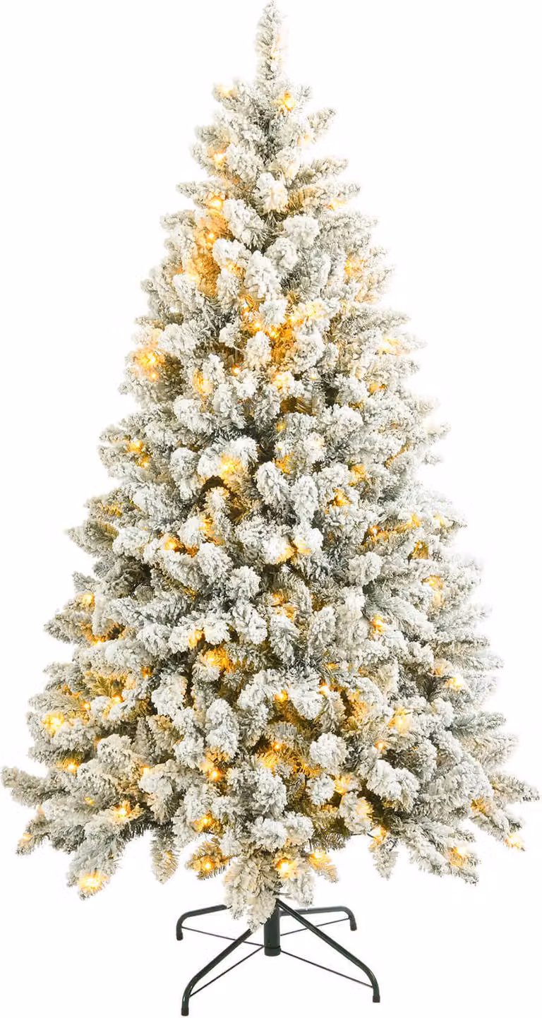 Albero di Natale Rebecca Mobili 210 cm con 400 luci in PVC, verde e bianco