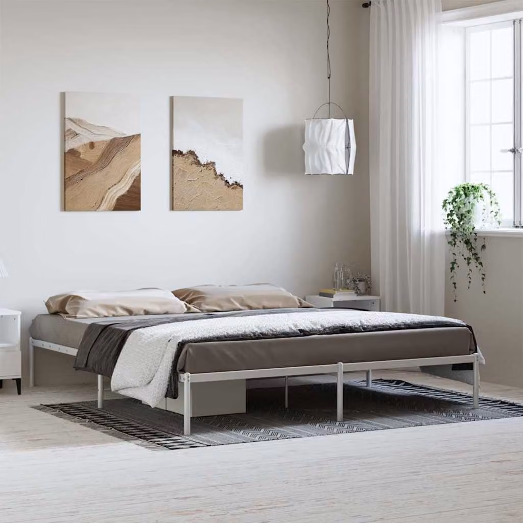 vidaXL Giroletto in metallo bianco con struttura rigida e doghe fisse L: 187 cm, P: 31 cm, H: 219 cm