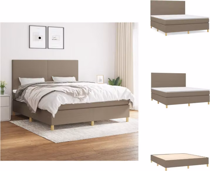 vidaXL Letto a molle con materasso in tessuto tortora 160x200 cm - Letti e strutture letto