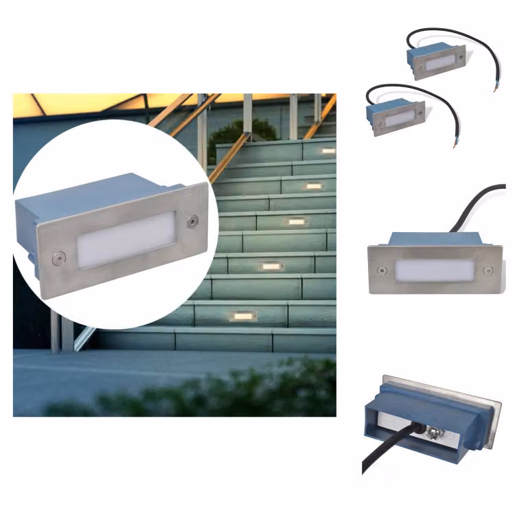 vidaXL Luci da incasso a parete a LED per scale 2 pezzi 44x111x56 mm - Illuminazione esterna