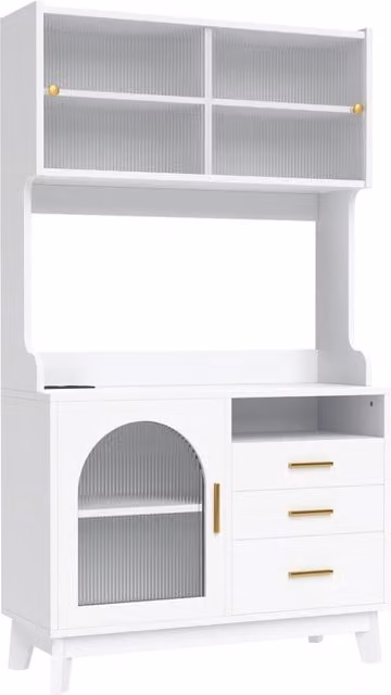 Mobiletto alto per sala da pranzo 100,5x40x178 cm con prese integrate USB-C e USB-A, bianco, struttura in truciolato
