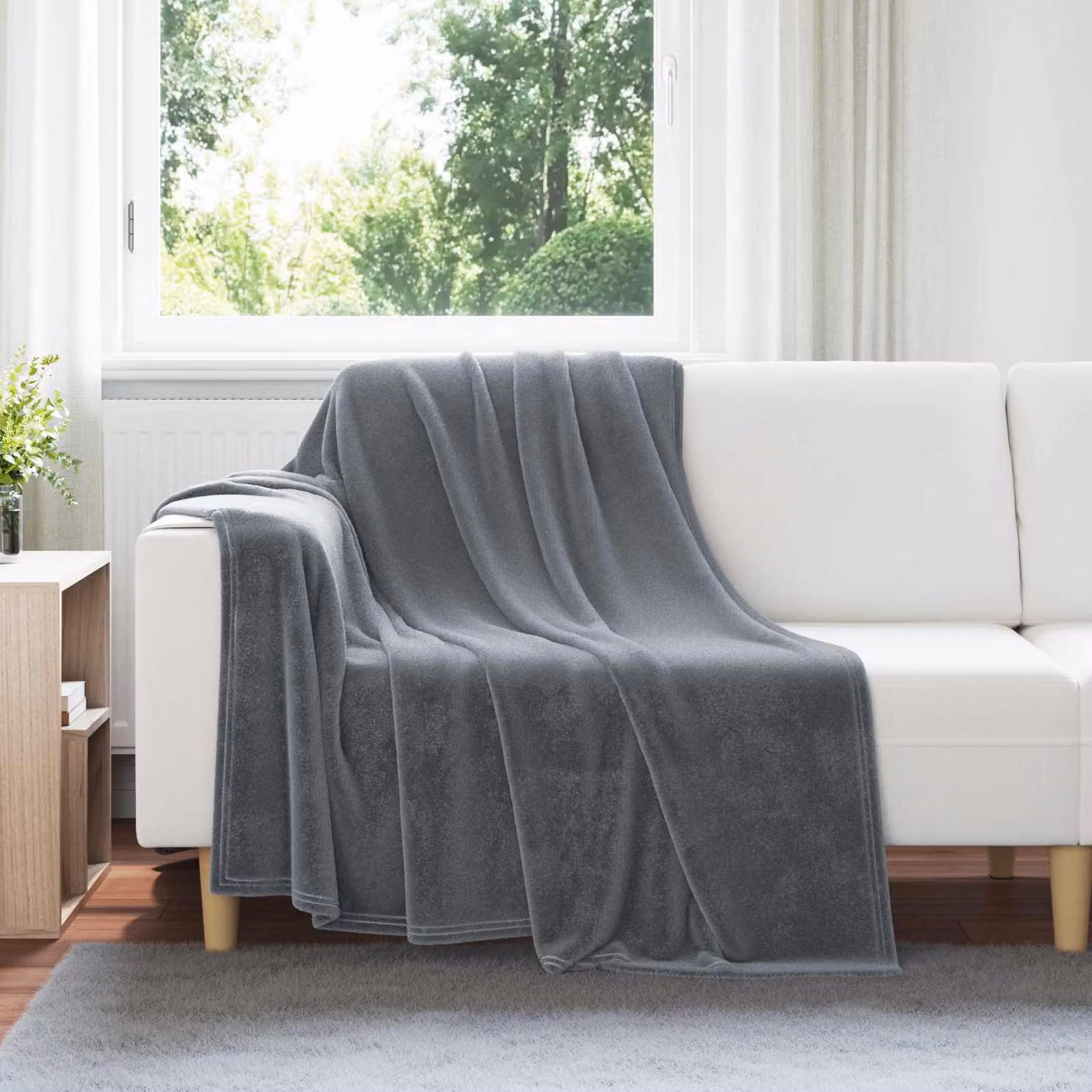 Set di 6 coperte in pile vidaXL grigio, L 150 x P 200 cm