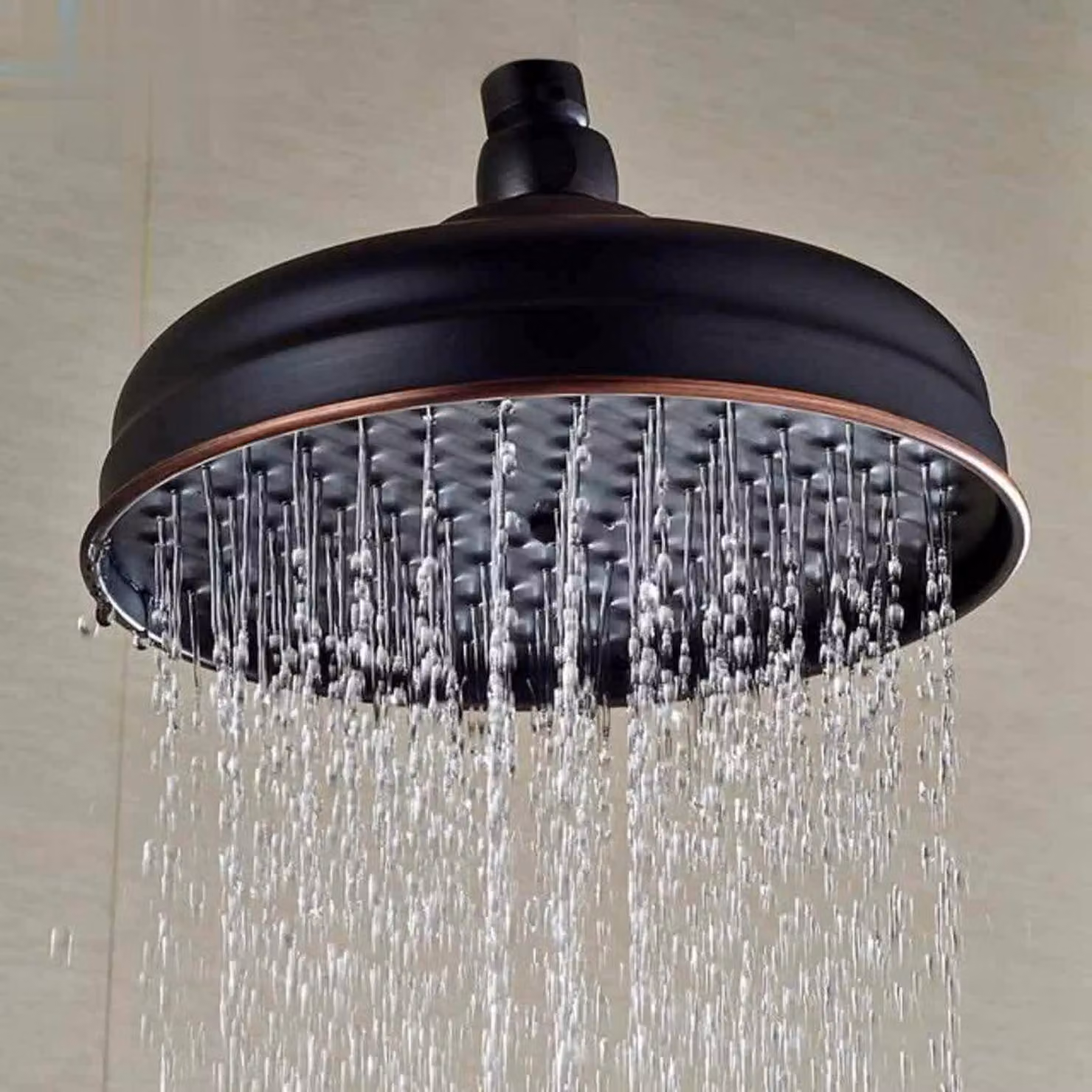 Testina doccia Regendusche, 8 pollici, bronzo nero, raccordo in ottone da 1/2 di pollice