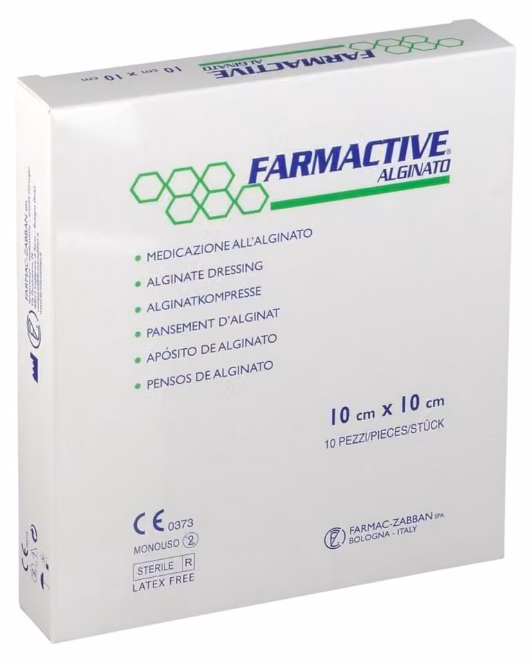 Medicazione In Alginato Calcico Sterile Farmactive Dimensioni 10X10Cm 10 Pezzi