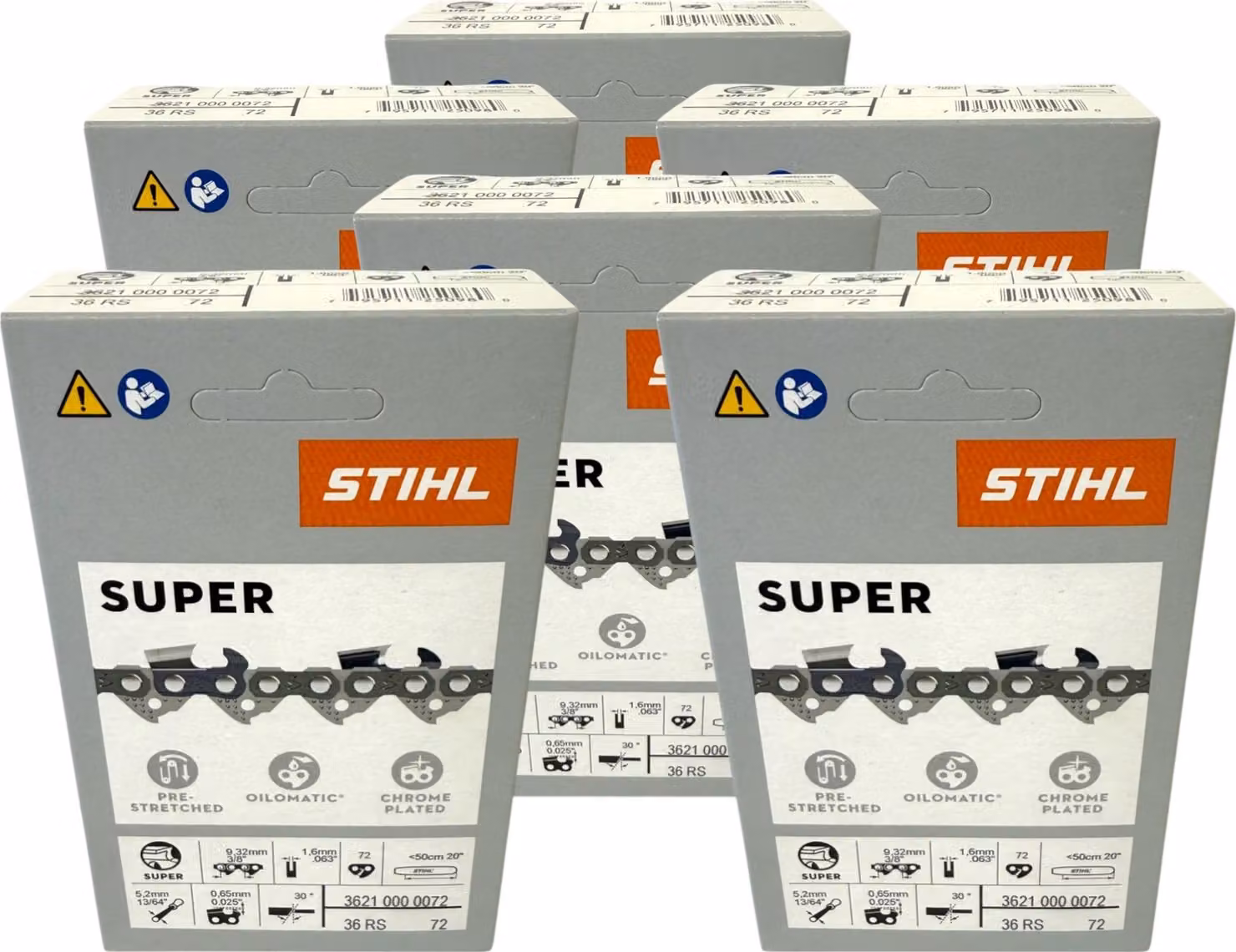 Catena Stihl 6x 3/8" Rapid Super 3 (RS3) 50 cm 3/8" 1,6 mm 72 TG 6 pezzi ( 6x 36260000072 )