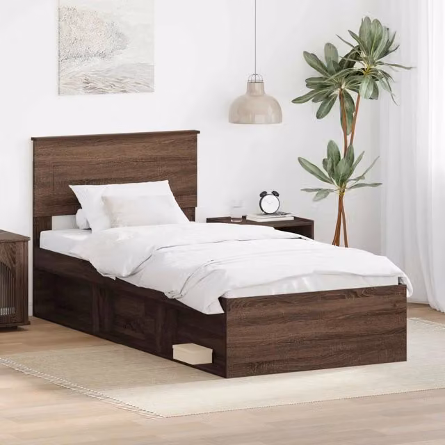 Struttura del letto con testiera-Giroletto con Testiera Rovere Marrone 75 x 190 cm 384793