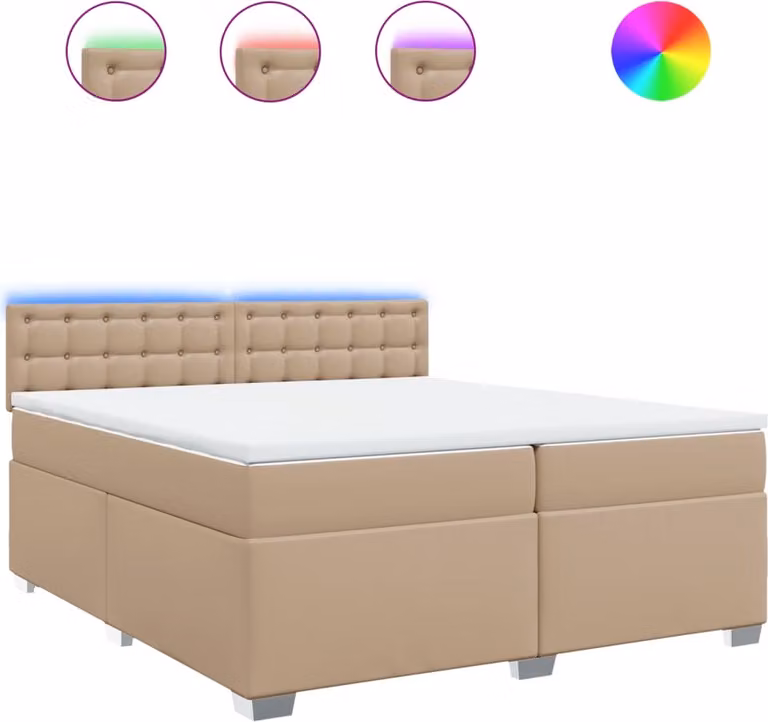 Giroletto a Molle con Materasso Cappuccino 200x200cm Pelle finta