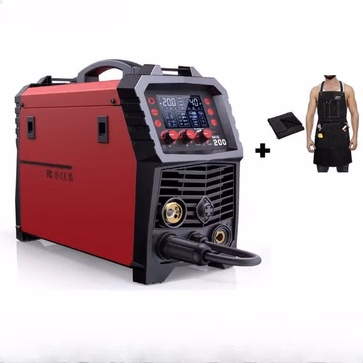 Lasmachine – Saldatrice MIG 6-in-1 – Saldatrice TIG – Saldatrice MMA – Saldatrice a punti – 220V – Grembiule in pelle