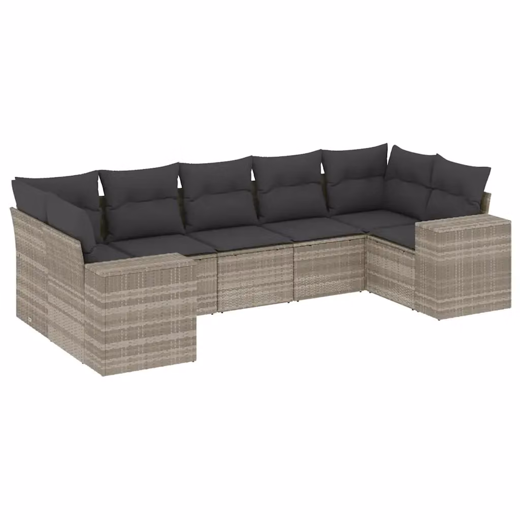 Set da giardino moderno vidaXL in polyrattan grigio con 7 pezzi e cuscini inclusi – 2