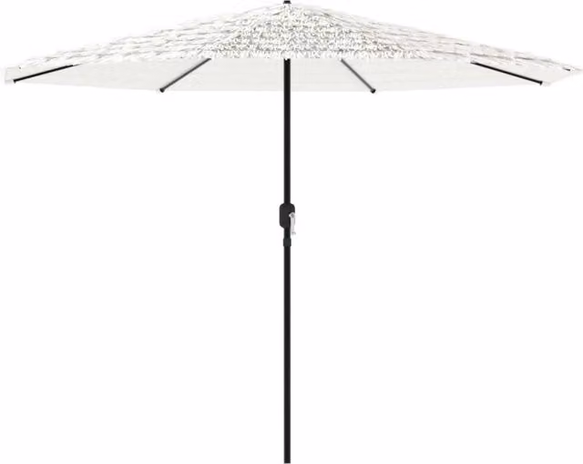 Ombrellone da giardino moderno in poliestere bianco con palo centrale in acciaio, protezione UV e pioggia, L: 388 cm, P: 388 cm, H: 248 cm