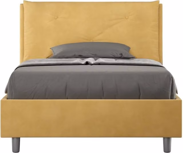 Letto 1 Piazza e Mezzo Appia Large Giordanoshop con Rete Imbottita in Microfibra Colore Ocra L/P: 120 x 200 cm