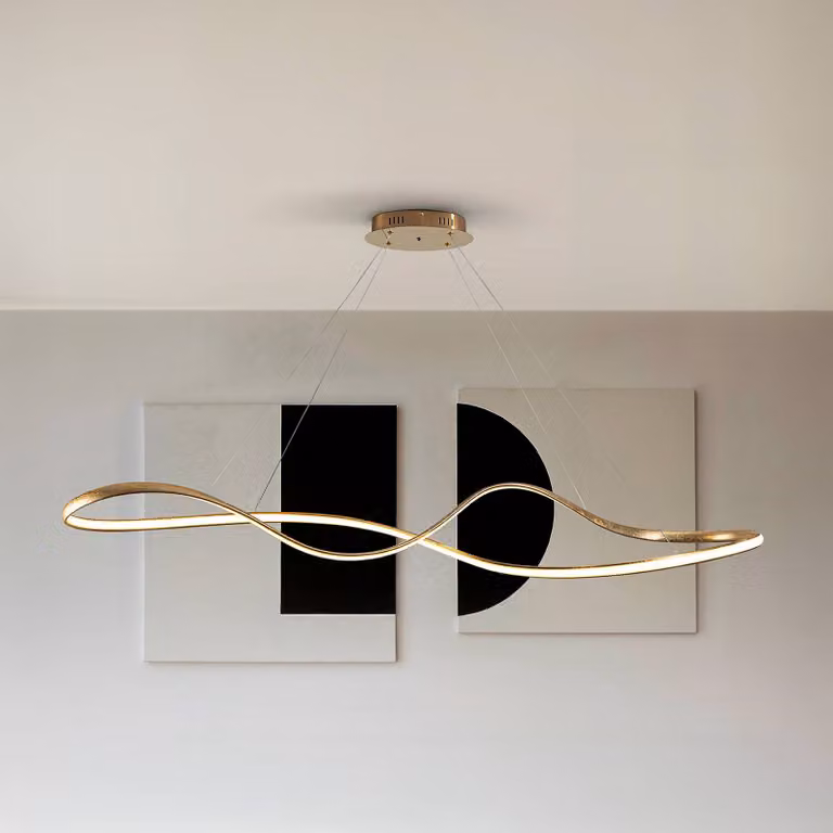 Schuller Valencia Lampada LED a sospensione Lia, color oro, CCT, telecomando, metallo dimmerabile, Ottone / Oro, Soggiorno / Sala da pranzo, Metallo, Moderno