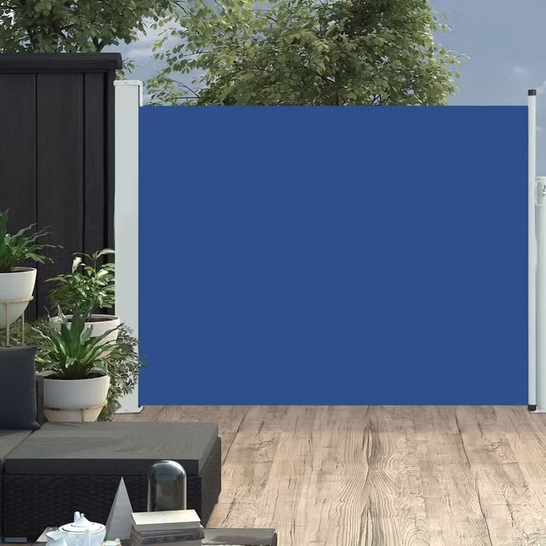 The Living Store Tenda laterale estensibile 140×500 cm Blu