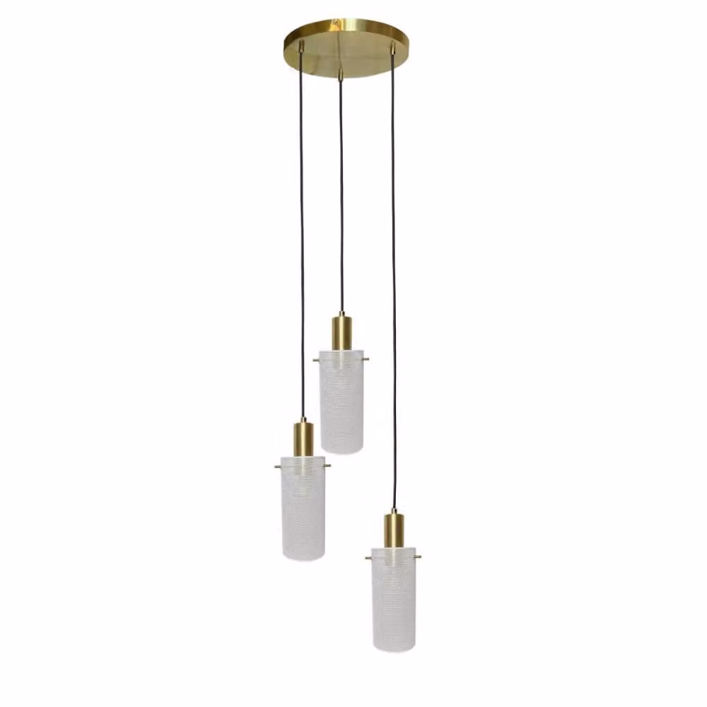 Lampada a sospensione Tirana bianco-oro 3xE27x40W in metallo, dimensioni: 150x40x40 cm, IP20, Light Prestige