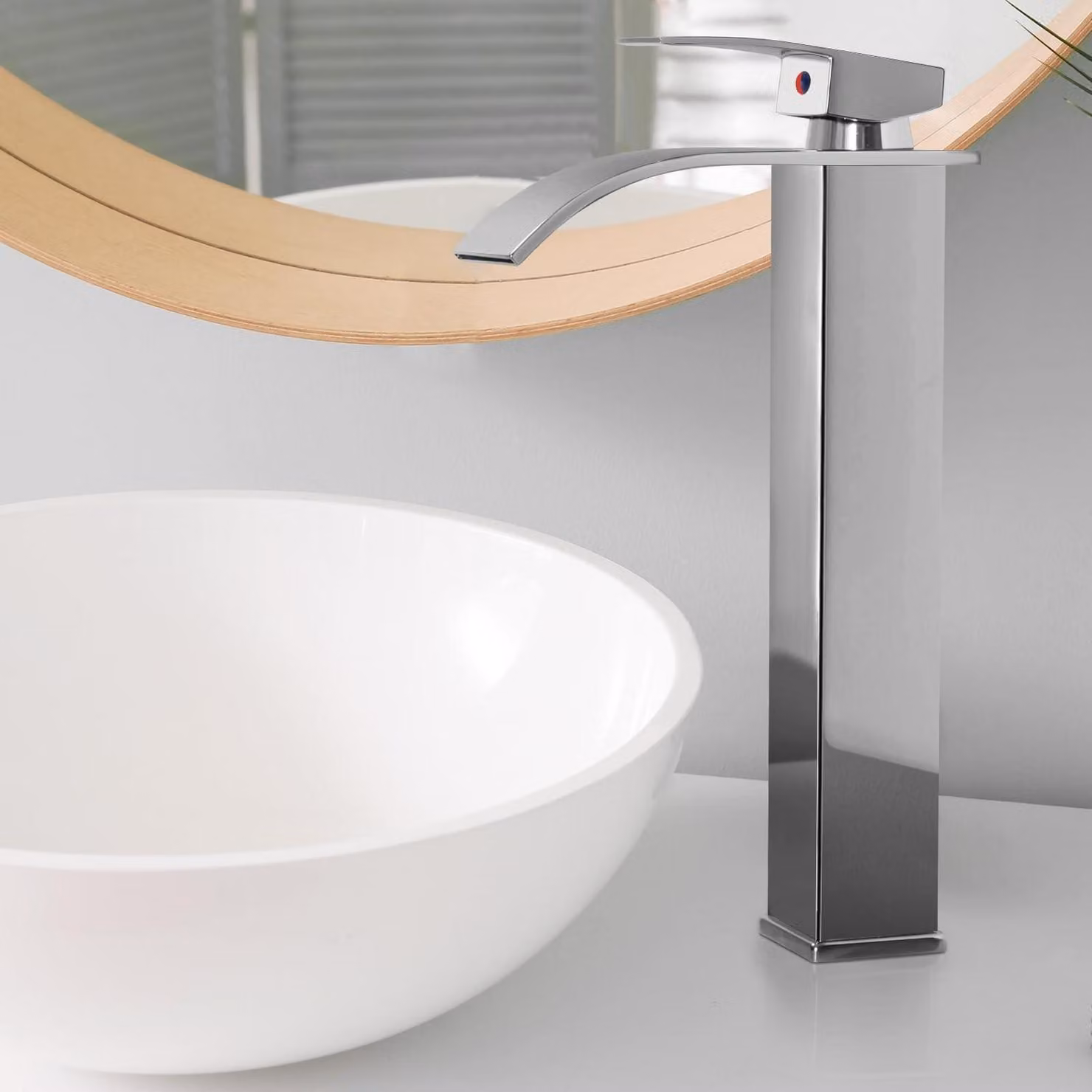 Miscelatore monocomando per lavabo, modello "waterfall", 300 mm, finitura cromata, con controllo separato per acqua calda e fredda, regolabile, realizzato in ottone