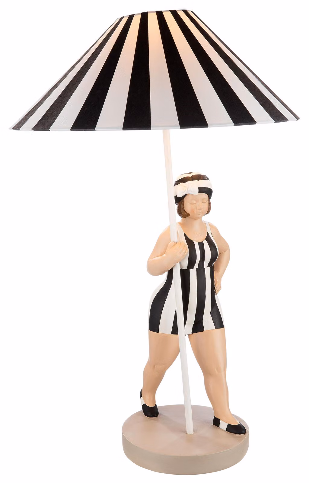 Lampada da tavolo Gilde, modello "Badenixe", "Becky", decorata con pois e righe, realizzata in resina e tessuto, colore nero, confezione da 1, altezza 60 cm, diametro 38,5 cm. Codice prodotto: 37053. Codice EAN: 4063387370537