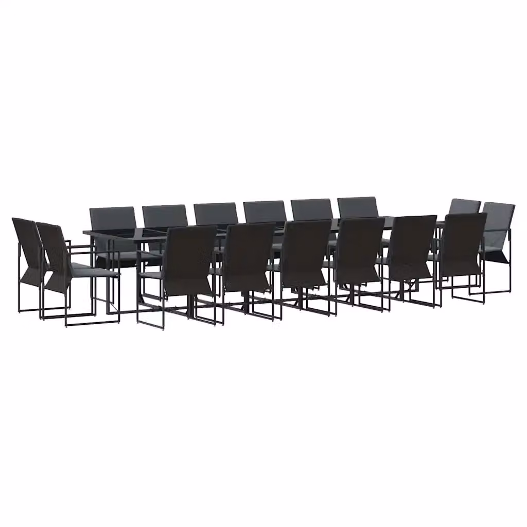 Set da pranzo per giardino vidaXL in acciaio antracite e vetro nero con design minimalista – 2