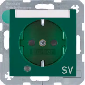Berker 41108913 Presa SCHUKO con LED di controllo, campo di etichettatura verde, lucida Berker S.1/B