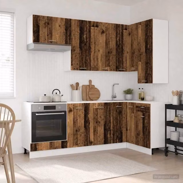 Unità Cucina Moderna vidaXL LYON 8 Pezzi in Legno Marrone – 1