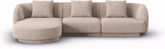 Divano angolare sinistro Tulum Cosmopolitan Design a 4 posti in ciniglia beige L/P/H: 255 x 106 x 70 cm con profondità di seduta 125 cm