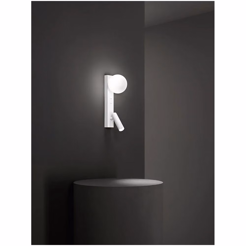 Applique da Comodino Fog Perenz con USB e USB-C, Led 3W + G9, Sfera in Vetro Bianca, Corpo Orientabile, Luce Calda 3000K – 2