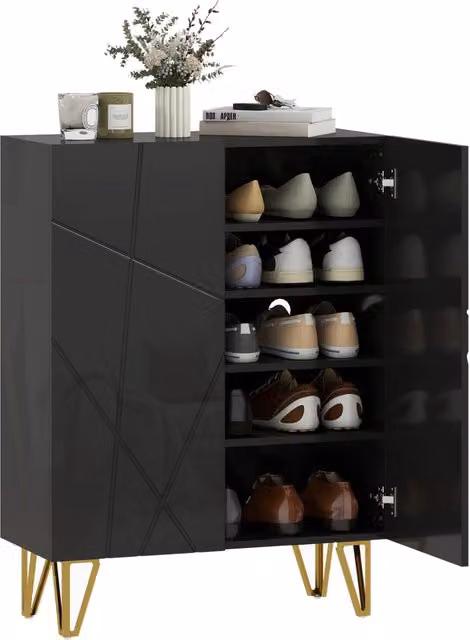 Armadio per scarpe Minimal con 2 ante e ripiani regolabili nero L: 72 cm, P: 31.5 cm, H: 95 cm