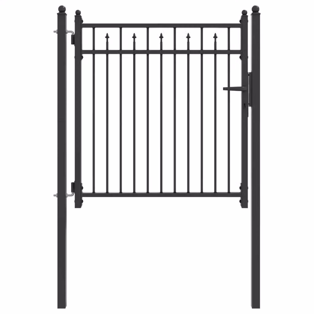 Cancello singolo per recinzione vidaXL in metallo, colore antracite o nero, L: 100 cm, H: 155 cm – 2