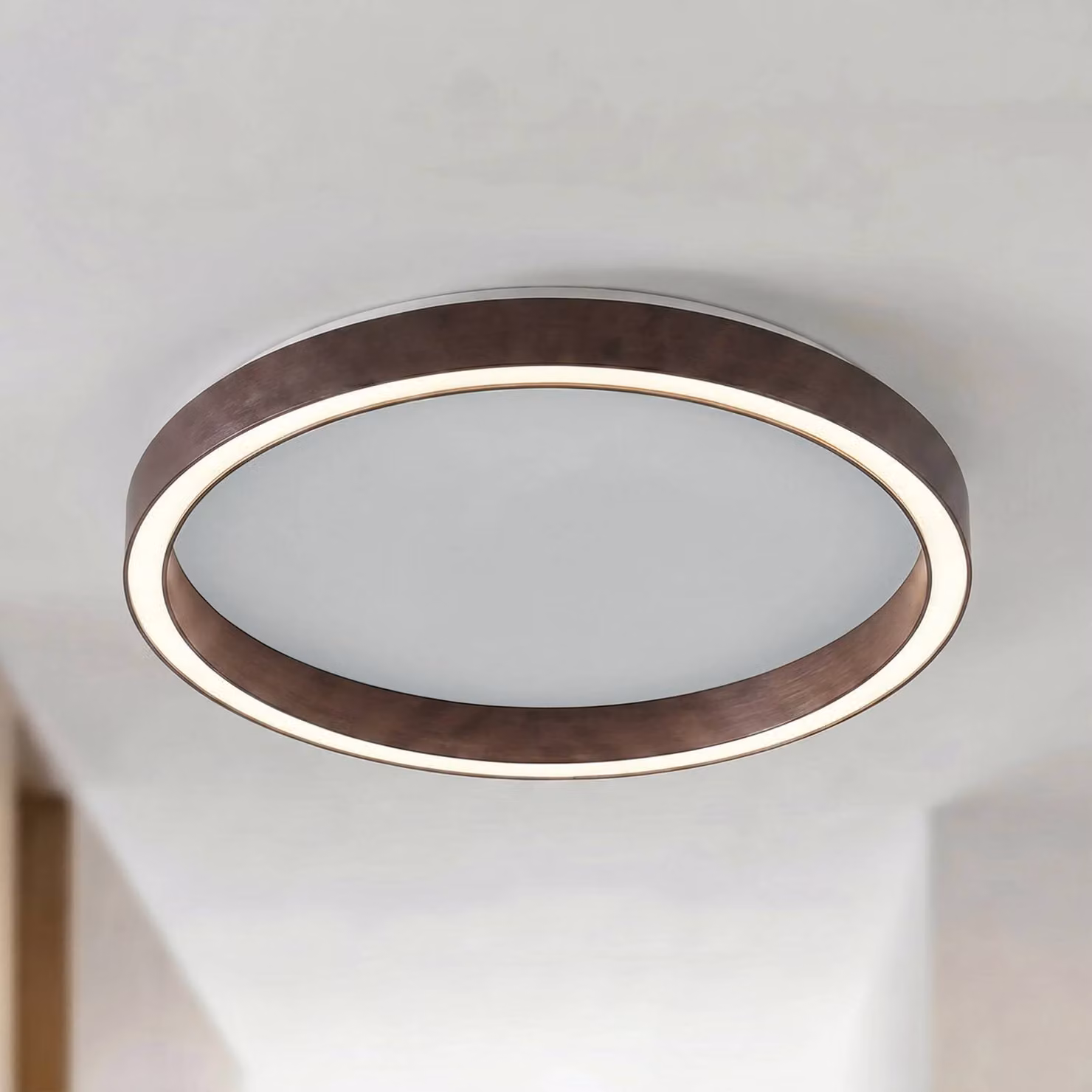 Plafoniera soffitto Rotundo Lucande, dimmerabile, Marrone / Ruggine, Soggiorno / Sala da pranzo, Plastica, Moderno, Plafoniera