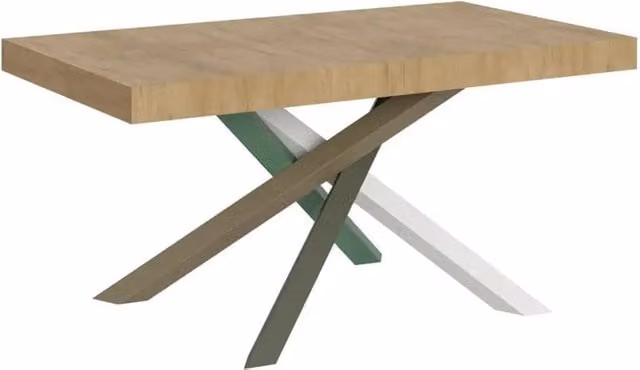 Tavolo allungabile Volantis Itamoby colore quercia natura con gambe multicolore L: 160-420 cm, P: 90 cm, H: 77 cm – 1