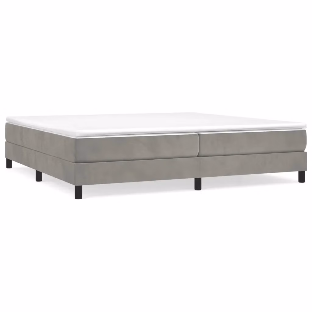 Struttura Letto a Rete a Molle Giroletto in Velluto Grigio L: 200 cm, P: 200 cm, H: 25 cm – 2
