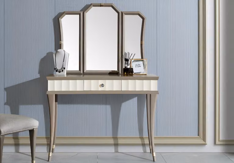 Schminktisch mit Spiegel Luxus Konsole Kommode Schlafzimmer 2tlg. Set Tisch