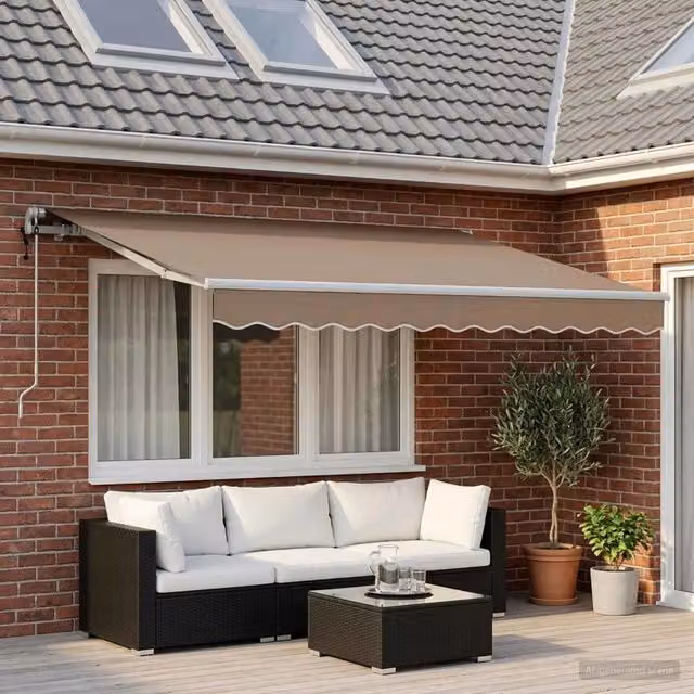 Tenda retrattile Tortora 600 × 300 cm Tessuto e Alluminio 3426479