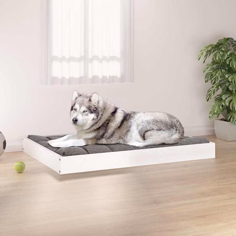 Cuccia per cani vidaXL in legno di pino massello bianca L: 101,5 cm, P: 74 cm, H: 9 cm