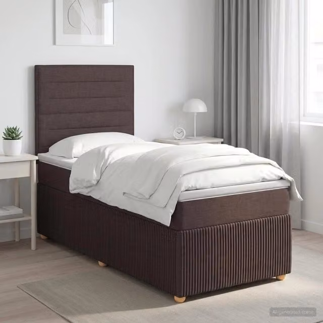 Letto box spring con materasso Marrone Scuro 80 x 200 cm 3454259