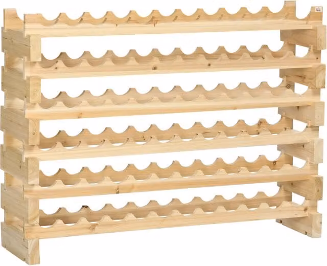 Portabottiglie in Legno 6 Ripiani 72 Bottiglie ¨C Xylo ¨C Verticale 114x28x85 cm Naturale