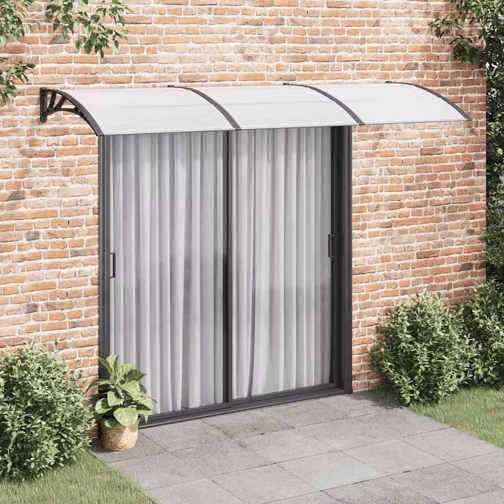 Tettoia per porta vidaXL in policarbonato e alluminio, colore nero, L 300 cm x P 100 cm