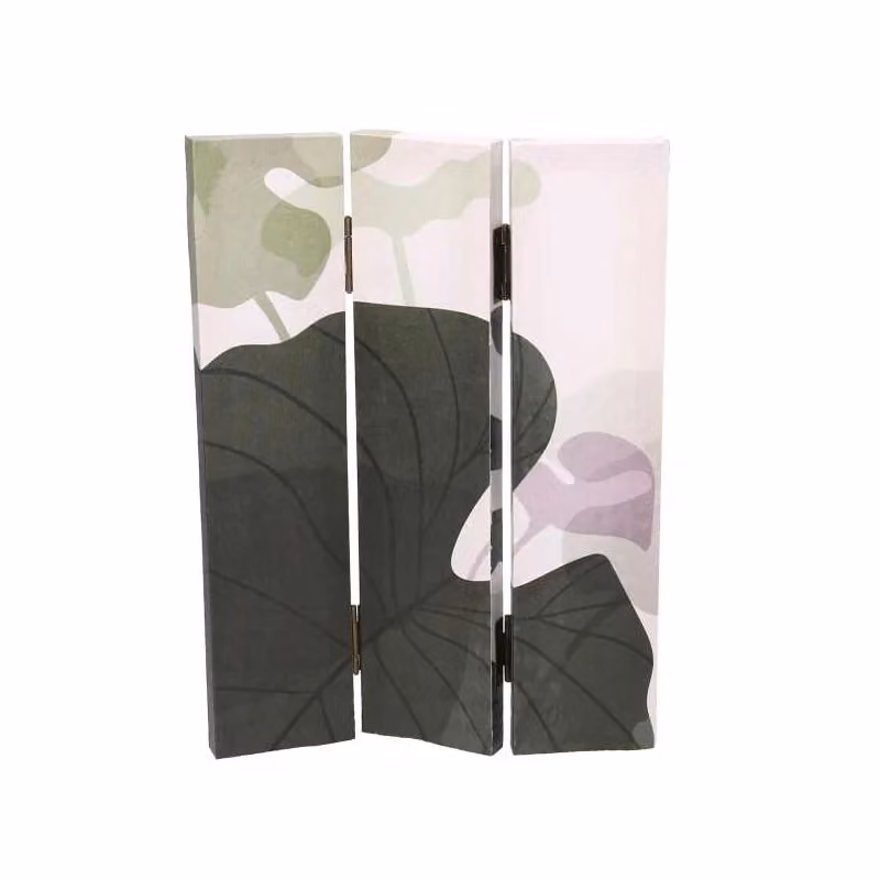 Paravento VACCHETTI a 3 ante con stampa floreale verde in legno, L: 120,6 cm, P: 2,5 cm, H: 180 cm – 2