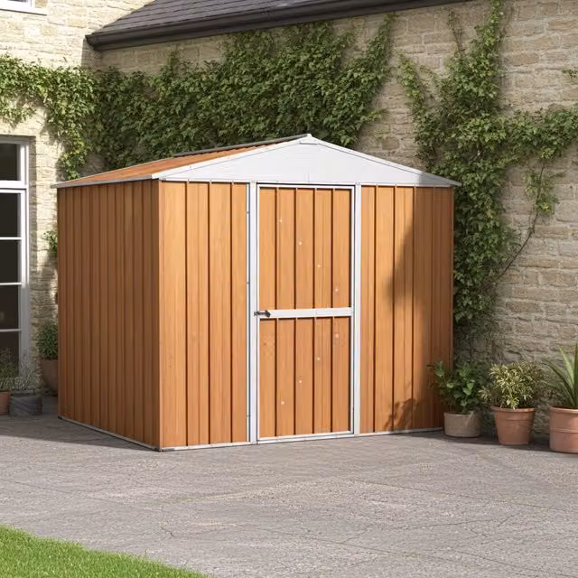 Box lamiera giardino casetta attrezzi in Acciaio Zincato 276x260cm x h2.12m - 110KG - 7,2mq - LEGNO