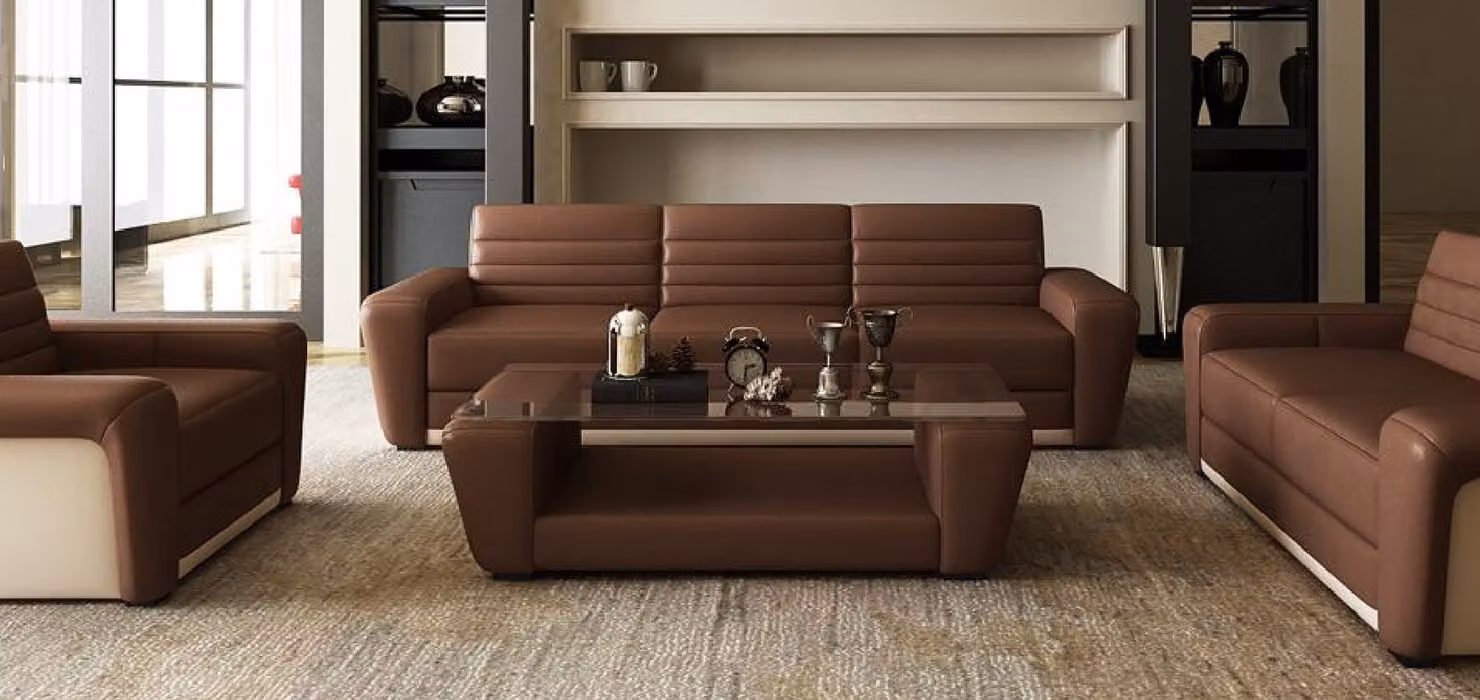 Ledersofa Sofa Couch Polster Sitz Couchen 3+2+1 Komplett Set Moderne Garnituren