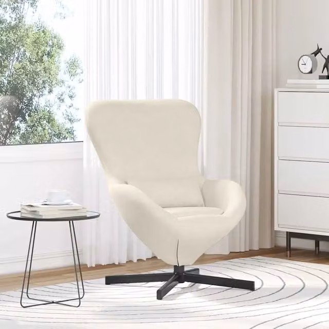 Poltrona moderna vidaXL in velluto beige L: 63 cm, P: 73 cm, H: 90 cm