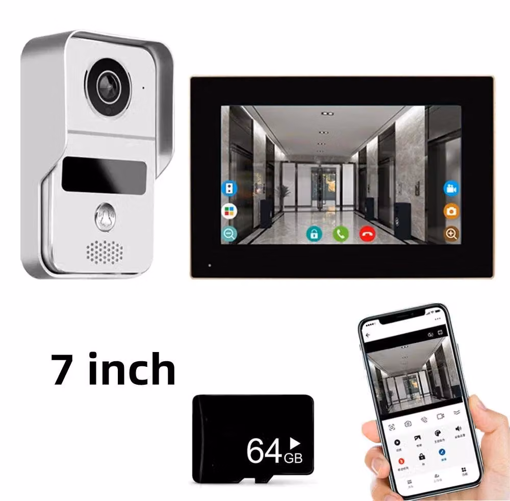 Videocitofono - Campanello intelligente - Videocitofono - Campanello con telecamera - Campanello wireless - Schermo touchscreen da 7 pollici