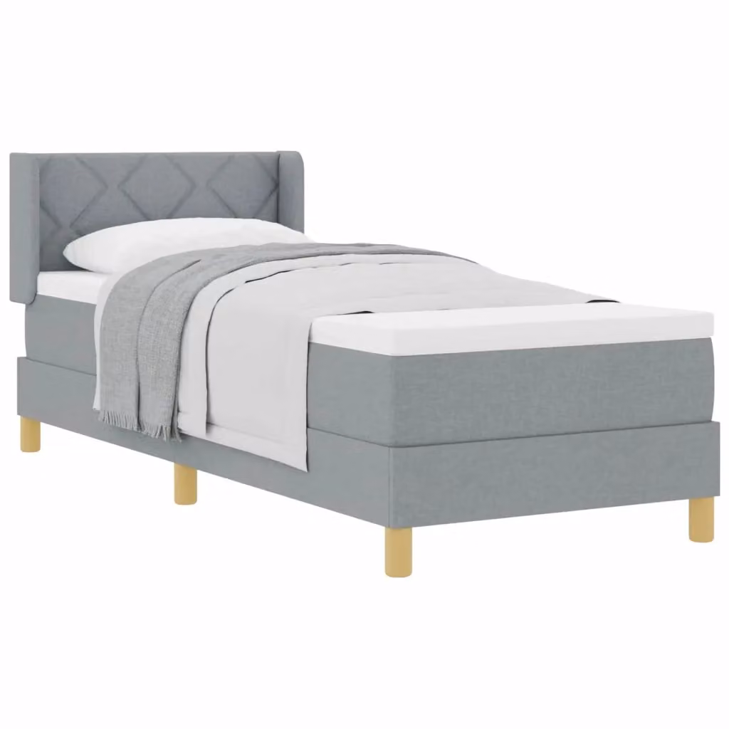 Letto a molle con testiera vidaXL in tessuto grigio, L 200 x P 80 cm – 2