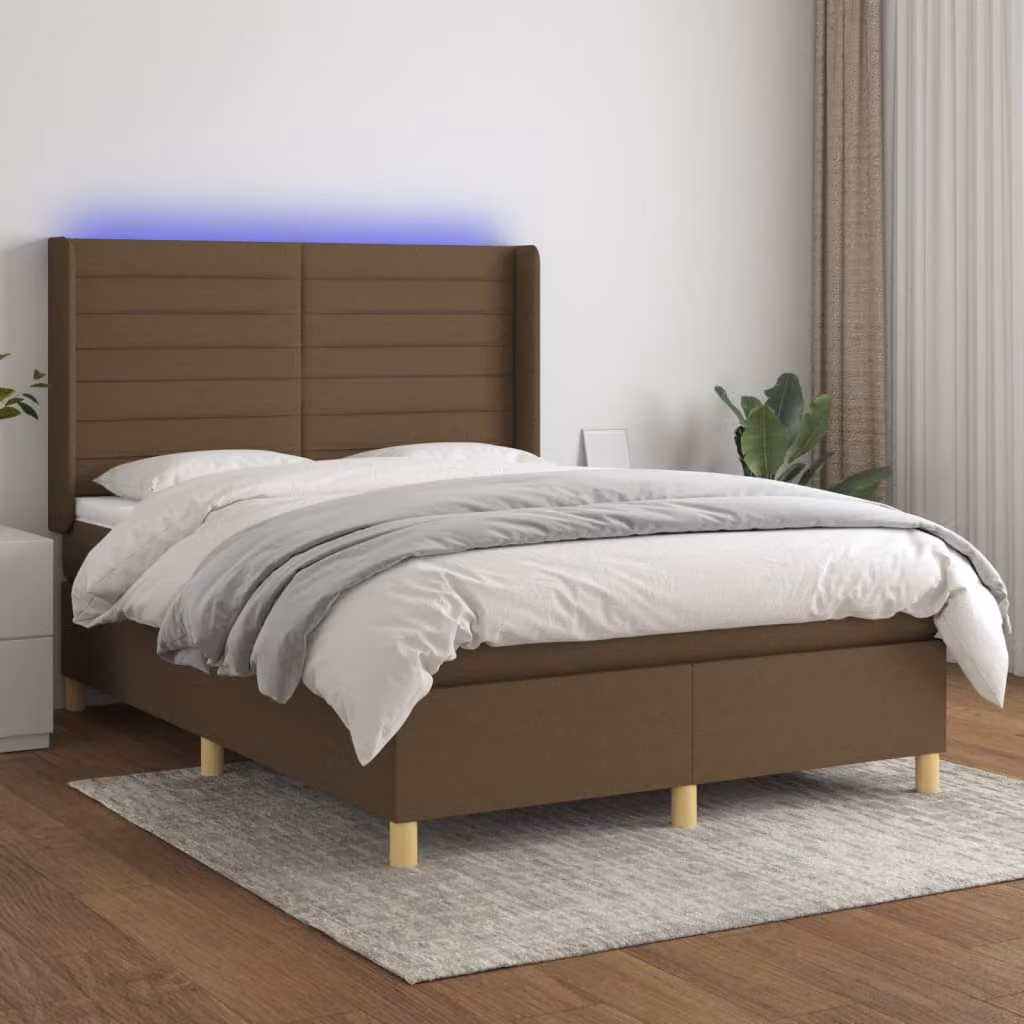 Letto Ibrido con Materasso e Illuminazione LED vidaXL, Marrone e Bianco, L/P/H: 200 x 140 x 128 cm – 1