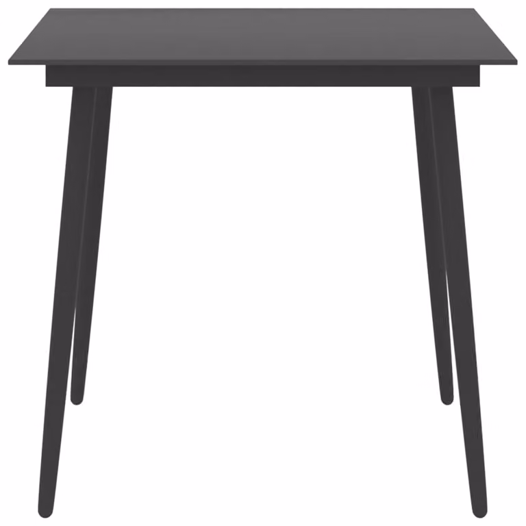Tavolo da Giardino Nero 80x80x74 cm in Acciaio e Vetro