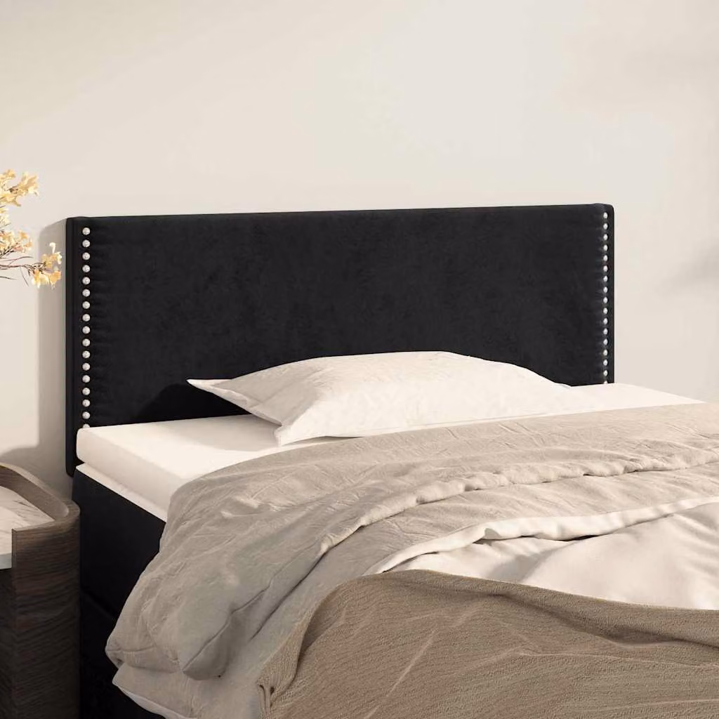 Testiera per letto vidaXL in velluto nero con pannello imbottito L: 100 cm, P: 5 cm, H: 78-88 cm