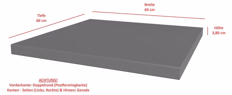 Piano di lavoro 60 cm, 38 mm, antracite opaco, cucina Nessa Scandi Old Style Ava-AR Luna